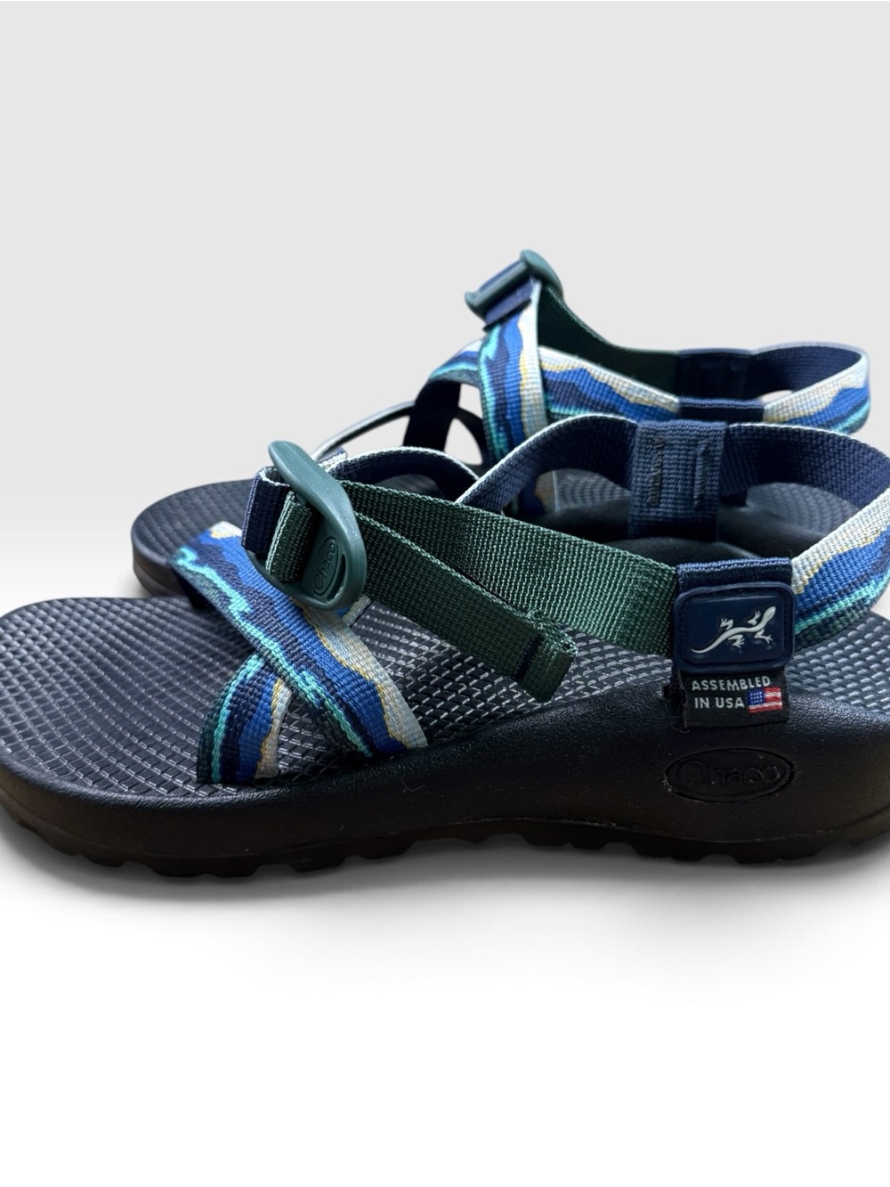 Chaco Women’s Size 7 Sport Sandals Blue Teal Striped Adjustable Straps USA - Picture 2 of 5